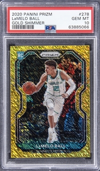 2020/21 Panini Prizm Gold Shimmer #278 LaMelo Ball Rookie Card (#05/10) - PSA GEM MT 10